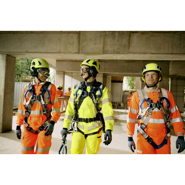 3 people wearing dbi-sala exofit-harness